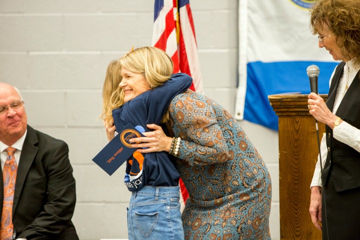 Allison Ruhl hugs daughter
