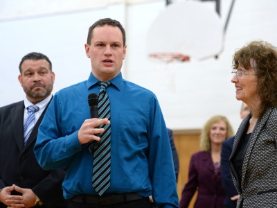 Angelini addresses New Oxford Middle School