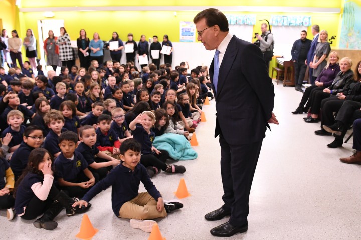 Dunn Lowell Milken students before assembly