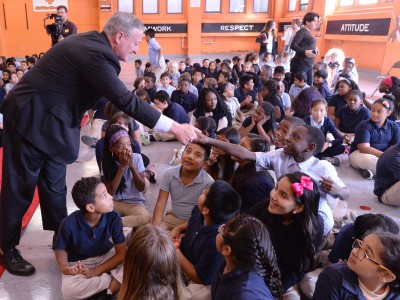 Mayor Jim Kenney with students