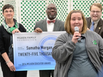 Samatha Morgan accepts Milken Award