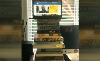 1000w Monitor on stack of books