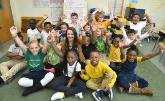 Katelyn Baker with students 1000w