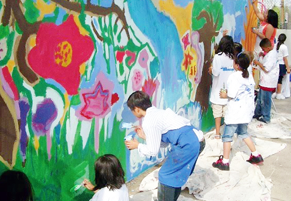 Students at Brown add their personal artistic touch as they interpret the meaning of an “Urban Garden.”
