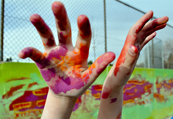 A student at Brown displays the evidence of a day’s work.