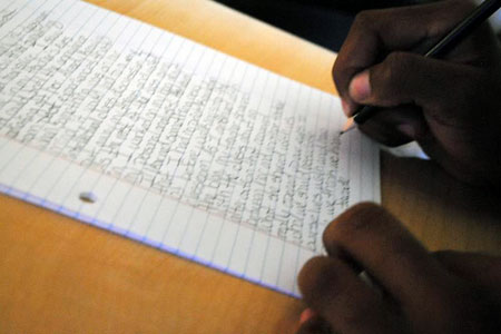 The majority of Silveri’s writing assignments are done outside of the classroom. Just like with a college professor, she encourages her students to do the writing and reading at home so that they can use the classroom time to discuss ideas.