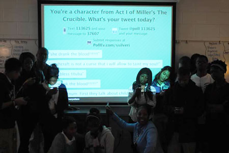 Technology is a major factor in Silveri’s curriculum. She runs a blog and uses Twitter to interact with her students.