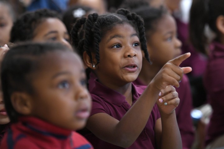 2018 Cambridge Banneker students watch assembly