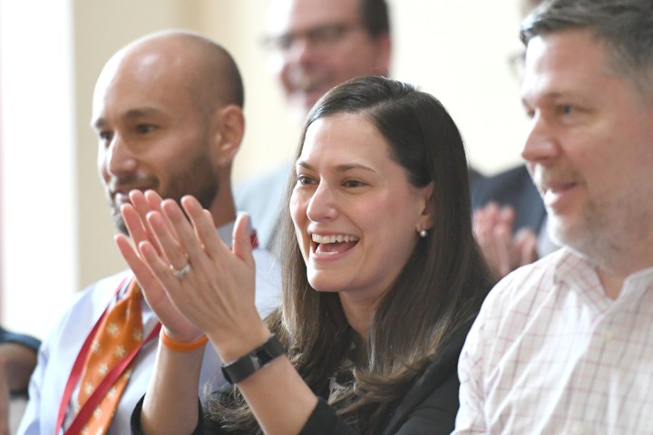 2018 DC Brightwood principal Rachel Tommelleo watching assembly