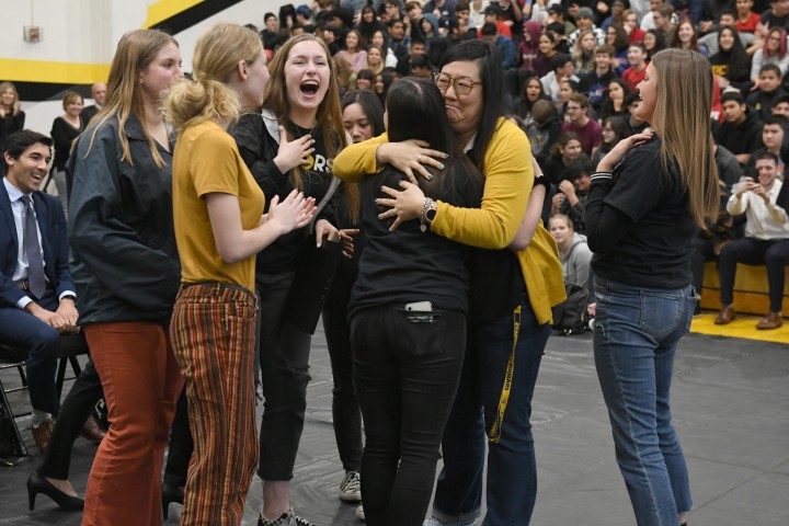 2019 Capistrano Candice Harrington student hugs