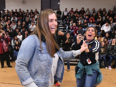 2019 Fresno Katie McQuone high five