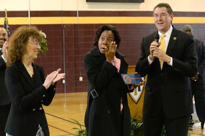 Accepting award Jane Foley Gregg Harper