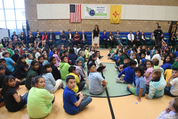 Amy Biehl students looking at cameras