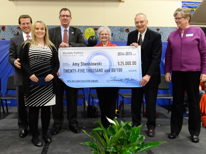 Amy Stanislowski with Lowell Milken and VIPs