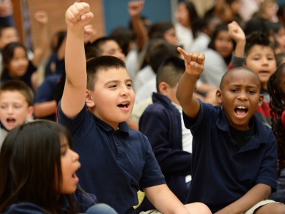 Ana Gutierrez students cheer