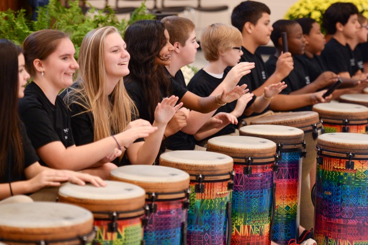 Angie Sigmon Newton Conover High students drum