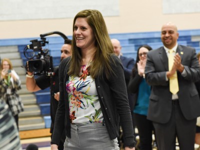 Ansonia Laura Baker Coronis walks to front