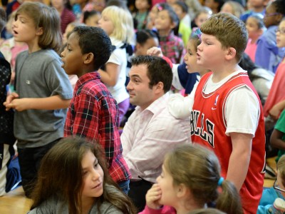Anthony Petrelis and students react to final 0