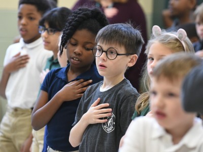 Battle Academy students pledge of allegiance