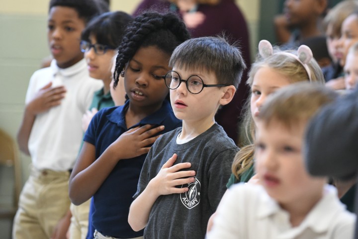 Battle Academy students pledge of allegiance