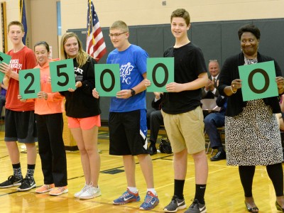 Beadle Middle School students hold numbers