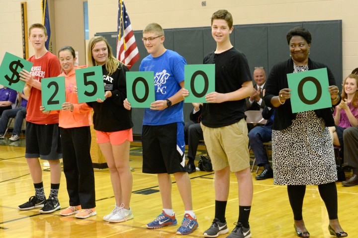 Beadle Middle School students hold numbers