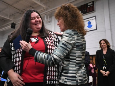 Bessemer 2017 Jane Foley congratulates Meghan LeFevers