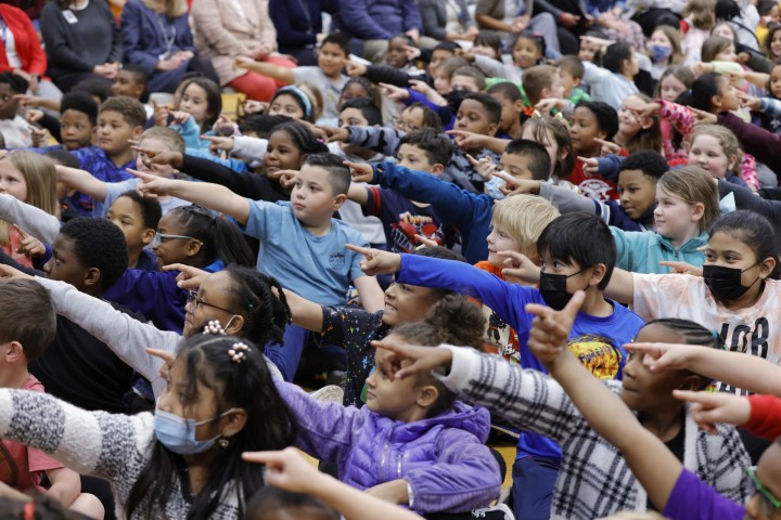 Black Fox students pointing