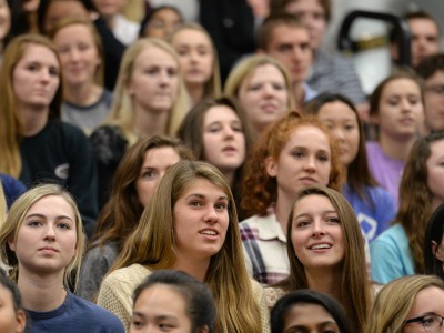 Blue Valley NW HS students wait for announcement