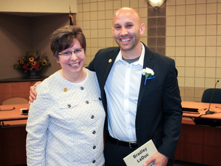 Bradley LeDuc pinning with Alice Bertels