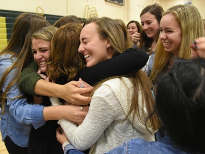 Brick 2017 Maria DeBruin hugs students