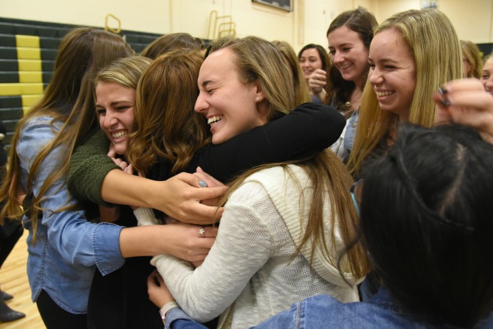 Brick 2017 Maria DeBruin hugs students