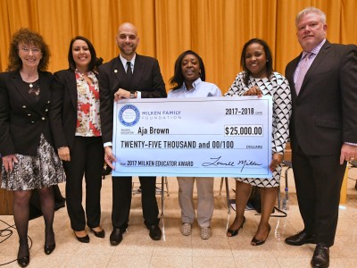 Bronx 2017 Aja Brown check with dignitaries Metrosound 2