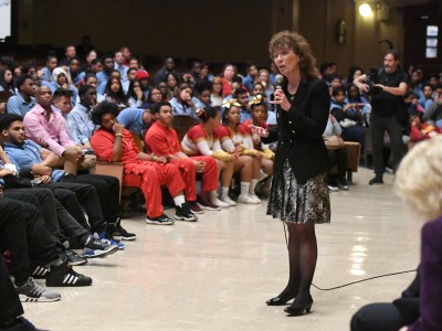 Bronx 2017 Jane Foley addresses Metrosound assembly