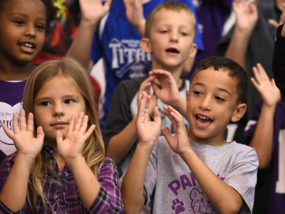 Brougham Elementary students singing