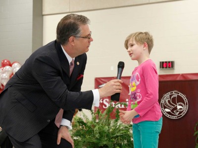 Carman McBride Gary Stark with student