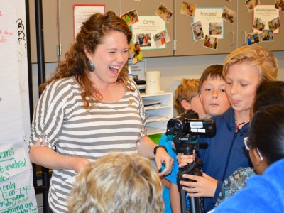 Carman McBride surprised by students pinning