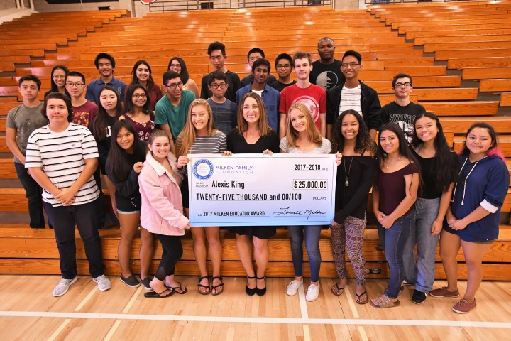 Chino Hills 2017 Alexis King with students check FULL