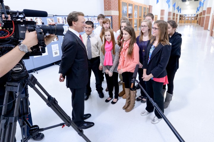 Christal Bookhamer Lowell Milken interviews students