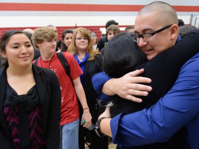 Christopher Laughland gets hugs