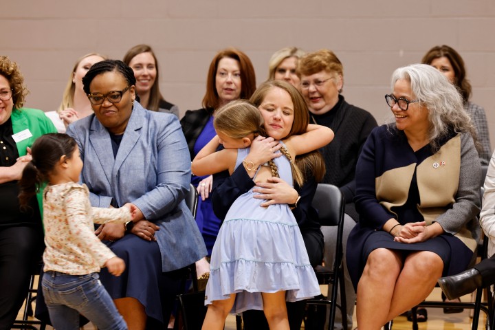 Clinton Student Hug