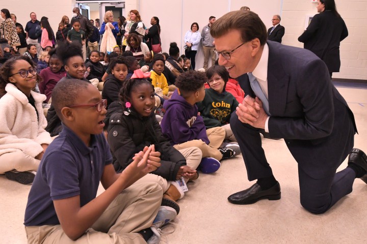 Cohn Lowell Milken students before assembly