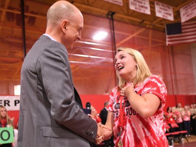 Coventry 2017 Ken Wagner congratulates Lauren Hopkins