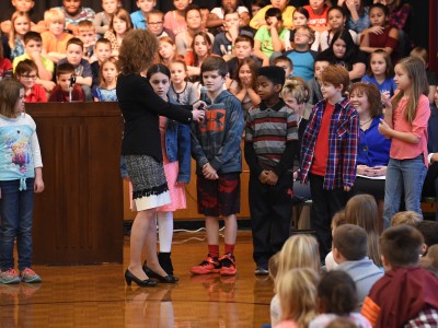 Cundiff Jane Foley with students