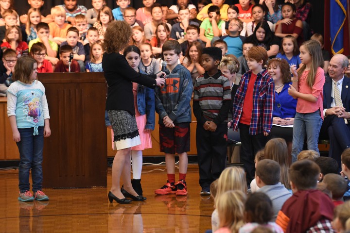 Cundiff Jane Foley with students