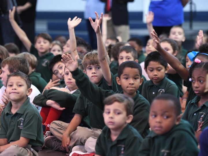 Davies students raise hands