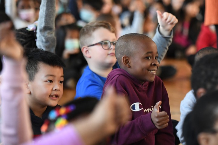 Donovan students thumbs up