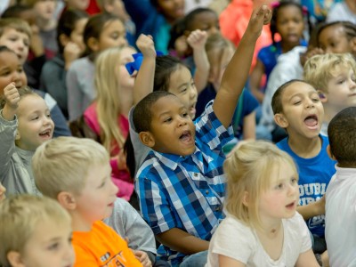 Double Churches students cheer