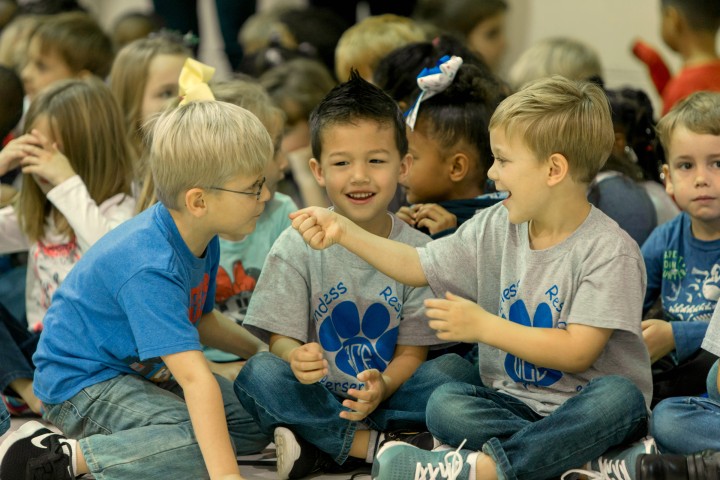 Double Churches students imitating reporters