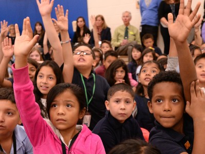 Elkhart students hands up 3